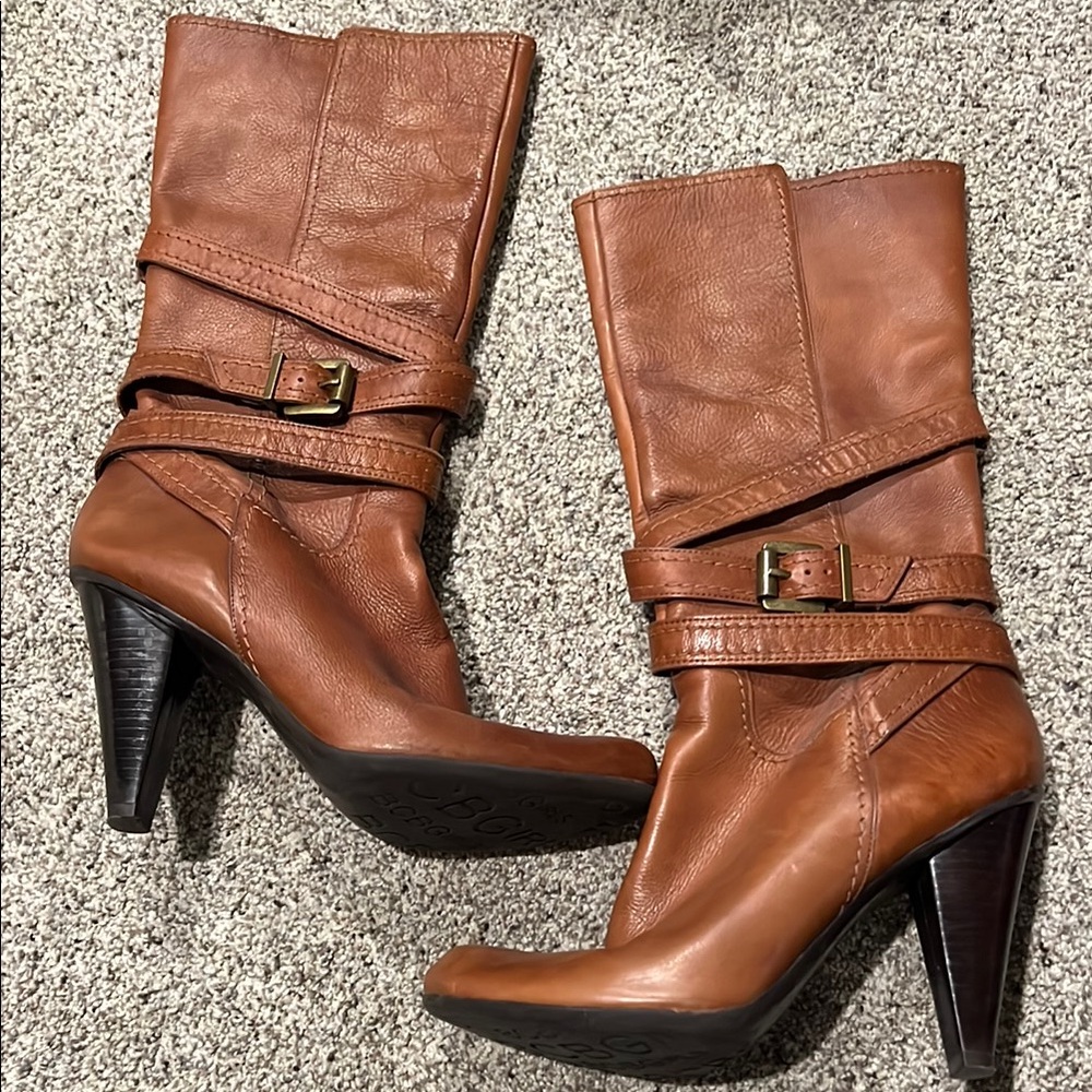 BCBG Brown Leather Heeled Boots